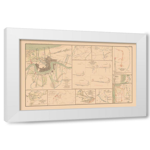 Approaches Forts 10 Views - Bien 1894 White Modern Wood Framed Art Print by Bien