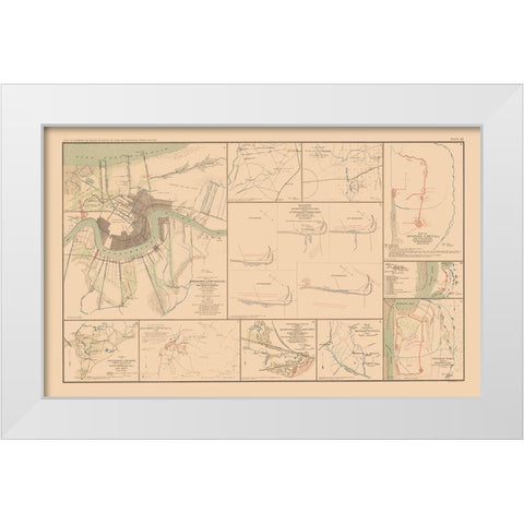 Approaches Forts 10 Views - Bien 1894 White Modern Wood Framed Art Print by Bien