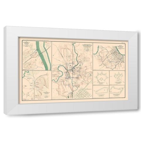 Defenses Forts 8 Views - Bien 1894 White Modern Wood Framed Art Print by Bien