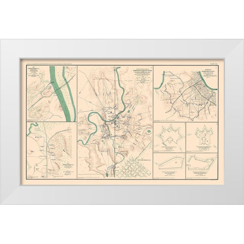 Defenses Forts 8 Views - Bien 1894 White Modern Wood Framed Art Print by Bien