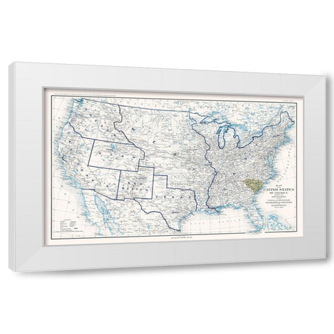 United States Boundaries of 1860 - Bien 1894 White Modern Wood Framed Art Print by Bien