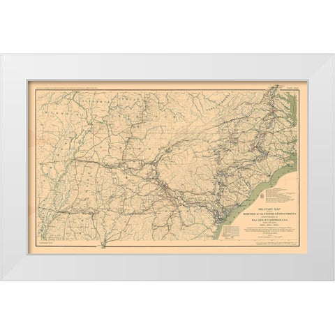 General Sherman Marches 1863 to 1865 - Bien 1894 White Modern Wood Framed Art Print by Bien