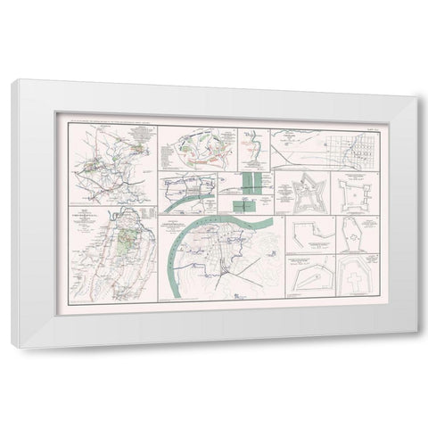 Key Forts Defenses of South - Bien 1894 White Modern Wood Framed Art Print by Bien