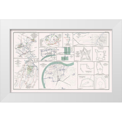 Key Forts Defenses of South - Bien 1894 White Modern Wood Framed Art Print by Bien