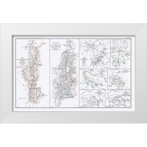 Major Battles Virginia Maryland - Bien 1894 White Modern Wood Framed Art Print by Bien