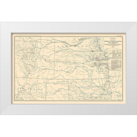 War Department Kansas Texas Indian Territory White Modern Wood Framed Art Print by Bien