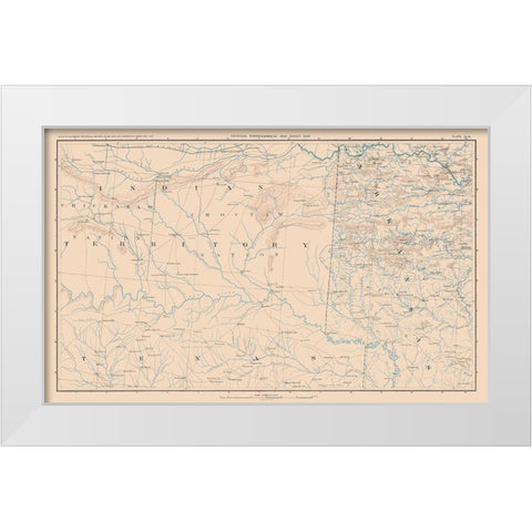 Indian Territory Texas Arkansas - Bien 1894 White Modern Wood Framed Art Print by Bien