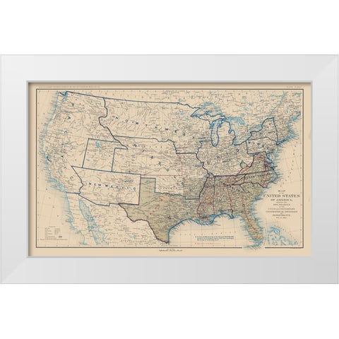 United States Union Confederation Lines 1862 White Modern Wood Framed Art Print by Bien