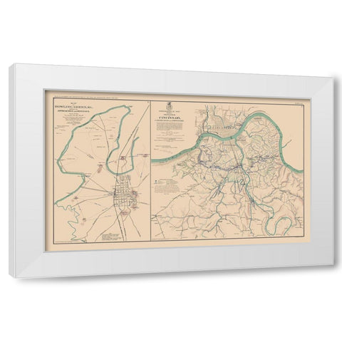 Approaches Defenses Kentucky Ohio - Bien 1894 White Modern Wood Framed Art Print by Bien