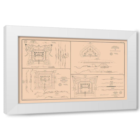 Rebel Lines Mobile Defenses 4 Views - Bien 1894 White Modern Wood Framed Art Print by Bien