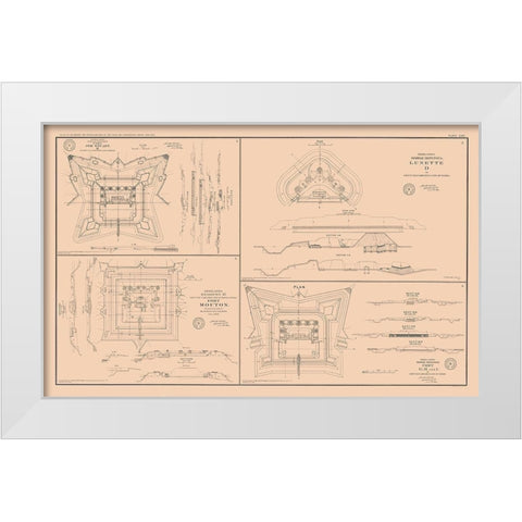 Rebel Lines Mobile Defenses 4 Views - Bien 1894 White Modern Wood Framed Art Print by Bien