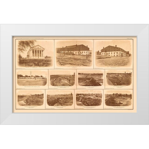 Rebel Federal Forts Georgia Virginia- Bien 1894 White Modern Wood Framed Art Print by Bien