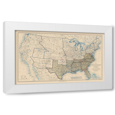 United States Confederation Lines 1862 - Bien 1894 White Modern Wood Framed Art Print by Bien