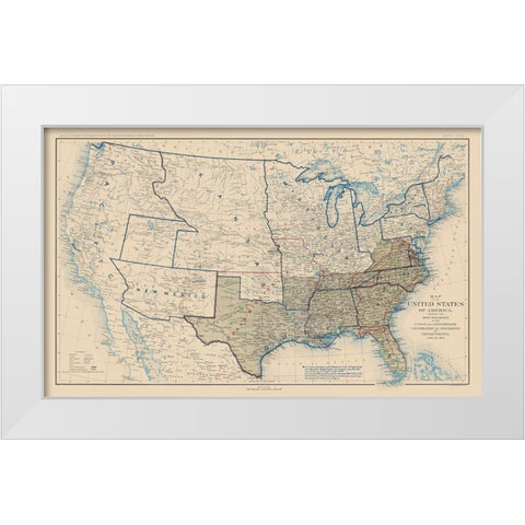 United States Confederation Lines 1862 - Bien 1894 White Modern Wood Framed Art Print by Bien