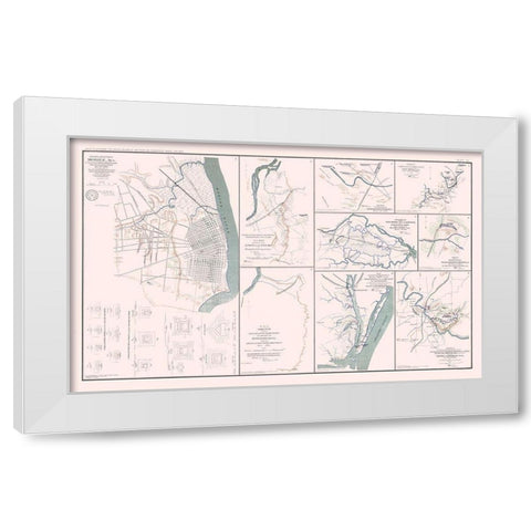 Rebel Defenses 9 Views Alabama Virginia Tennessee White Modern Wood Framed Art Print by Bien