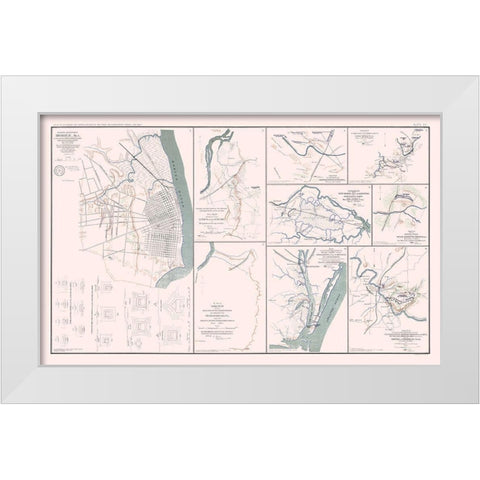 Rebel Defenses 9 Views Alabama Virginia Tennessee White Modern Wood Framed Art Print by Bien