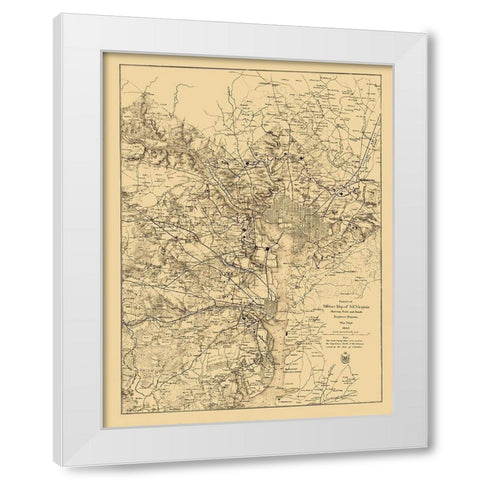 Civil War Virginia Forts Roads - US War Dept 1865 White Modern Wood Framed Art Print by USWD