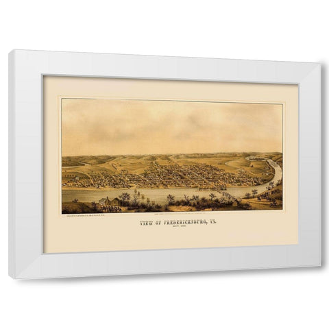 Fredericksburg Virginia Panoramic - Sachse 1862 White Modern Wood Framed Art Print by Sachse