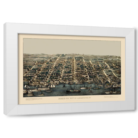 Alexandria Virginia Panoramic - Magnus 1863 White Modern Wood Framed Art Print by Magnus