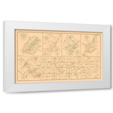 Battle Plans of Virginia - Hotchkiss 1894 White Modern Wood Framed Art Print by Hotchkiss