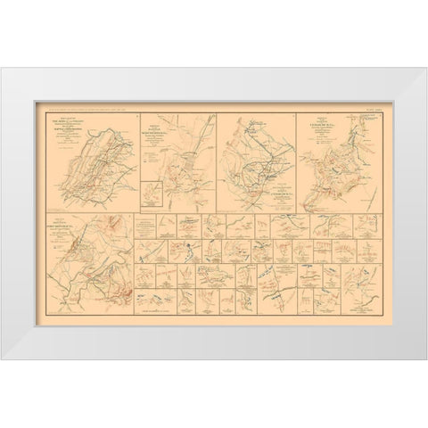 Battle Plans of Virginia - Hotchkiss 1894 White Modern Wood Framed Art Print by Hotchkiss
