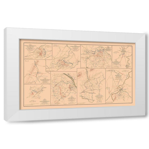 Battle Positions Virginia Maryland - Hotchkiss White Modern Wood Framed Art Print by Hotchkiss