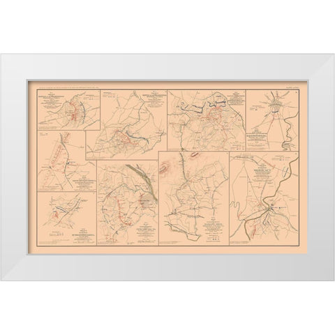 Battle Positions Virginia Maryland - Hotchkiss White Modern Wood Framed Art Print by Hotchkiss