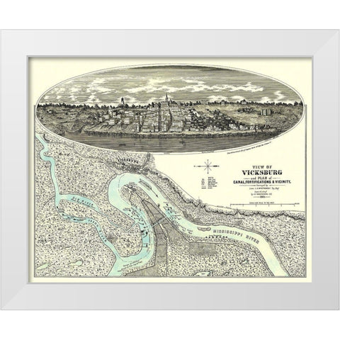 Vicksburg Mississippi with Vicinity White Modern Wood Framed Art Print by Wrotnowski