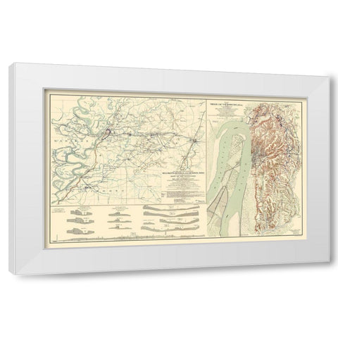 Seige of Vicksburg Mississippi 2 Views - Bien 1863 White Modern Wood Framed Art Print by Bien