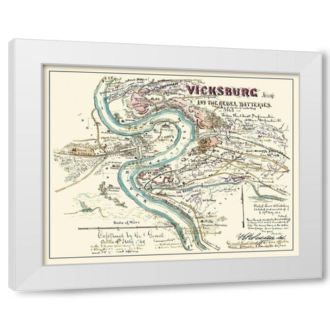 Vicksburg Mississippi Rebel Batteries White Modern Wood Framed Art Print by Sherman