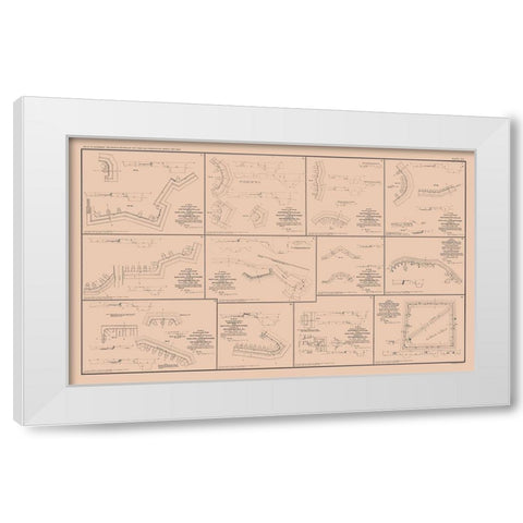 Battery Plans of Petersburg Virginia - Bien 1894 White Modern Wood Framed Art Print by Bien