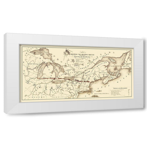 Gunboat Routes United States Canada - Sweet 1862 White Modern Wood Framed Art Print by Sweet