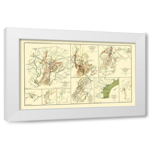 Texas Virginia Pennsylvania Georgia Battle Routes White Modern Wood Framed Art Print by Hotchkiss