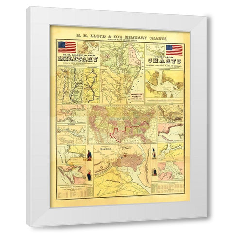 Military Campaign Charts of United States White Modern Wood Framed Art Print by Lloyd