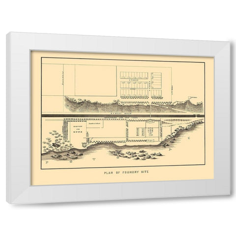 Foundry Site Plan Washington DC - Bowen 1836 White Modern Wood Framed Art Print by Bowen