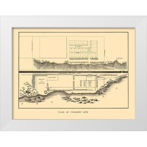 Foundry Site Plan Washington DC - Bowen 1836 White Modern Wood Framed Art Print by Bowen