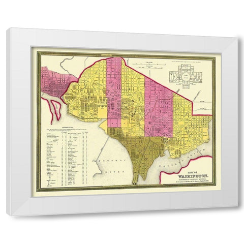 Washington D.C. Washington DC - Mitchell 1846 White Modern Wood Framed Art Print by Mitchell