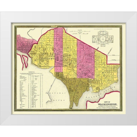 Washington D.C. Washington DC - Mitchell 1846 White Modern Wood Framed Art Print by Mitchell