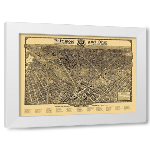 Washington DC - Olsen 1922 White Modern Wood Framed Art Print by Olsen