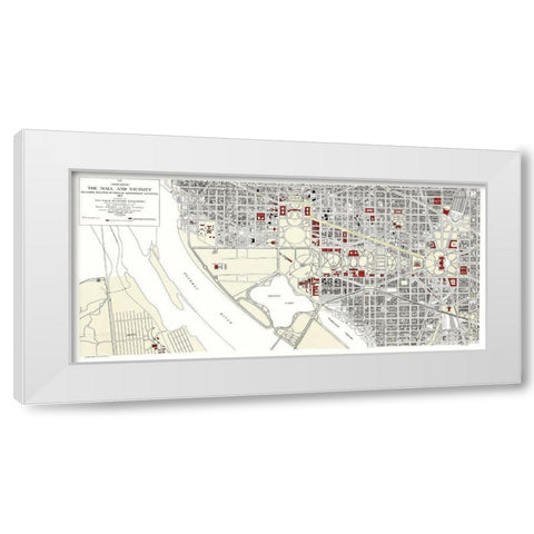 Washington D.C., Mall Washington DC - Peters 1917 White Modern Wood Framed Art Print by Peters
