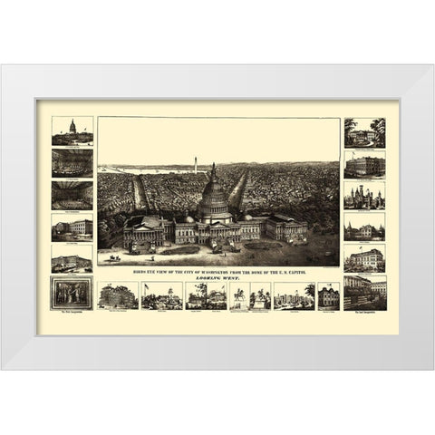Washington DC - Sachese 1860 White Modern Wood Framed Art Print by Sachese