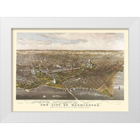 Washington DC - Currier 1880 White Modern Wood Framed Art Print by Currier
