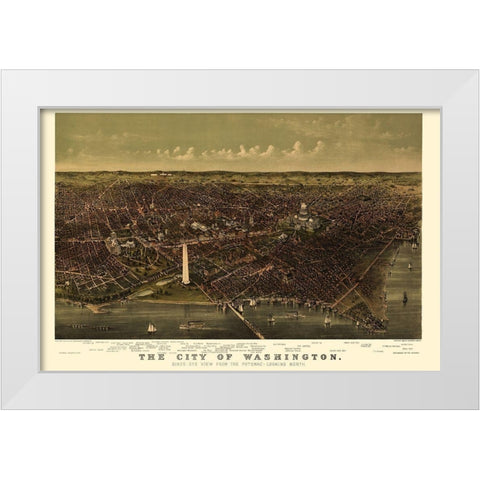 Washington DC - Currier 1892 White Modern Wood Framed Art Print by Currier