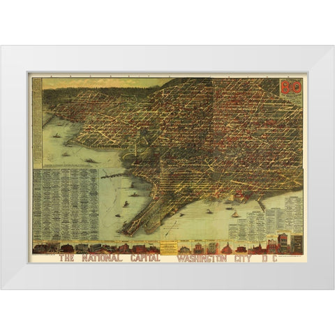 Washington DC - Sachese 1884 White Modern Wood Framed Art Print by Sachese