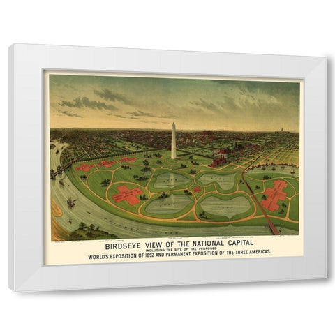 National Mall Washington DC - Johnson 1888 White Modern Wood Framed Art Print by Johnson