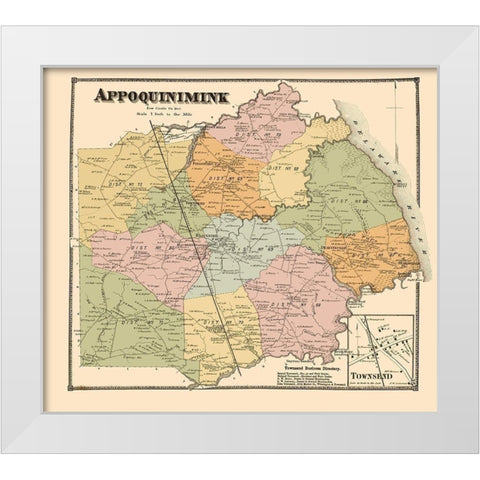 Appoquinimink Delaware Landowner - Beers 1868 White Modern Wood Framed Art Print by Beers