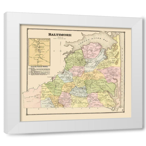 Baltimore, Centerville Delaware Landowner White Modern Wood Framed Art Print by Beers