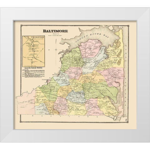 Baltimore, Centerville Delaware Landowner White Modern Wood Framed Art Print by Beers