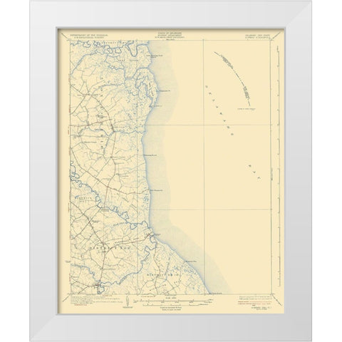 Bowers Delaware New Jersey Quad - USGS 1936 White Modern Wood Framed Art Print by USGS