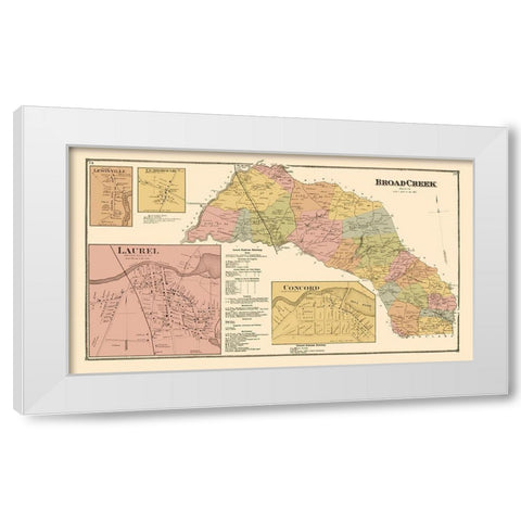 Broad Creek, Laurel, Concord Delaware Landowner White Modern Wood Framed Art Print by Beers